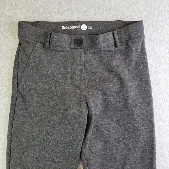 Betabrand Dress Pants Womens ST Long Gray Pull On Straight Leg Mid Rise Slimming - Picture 2 of 15